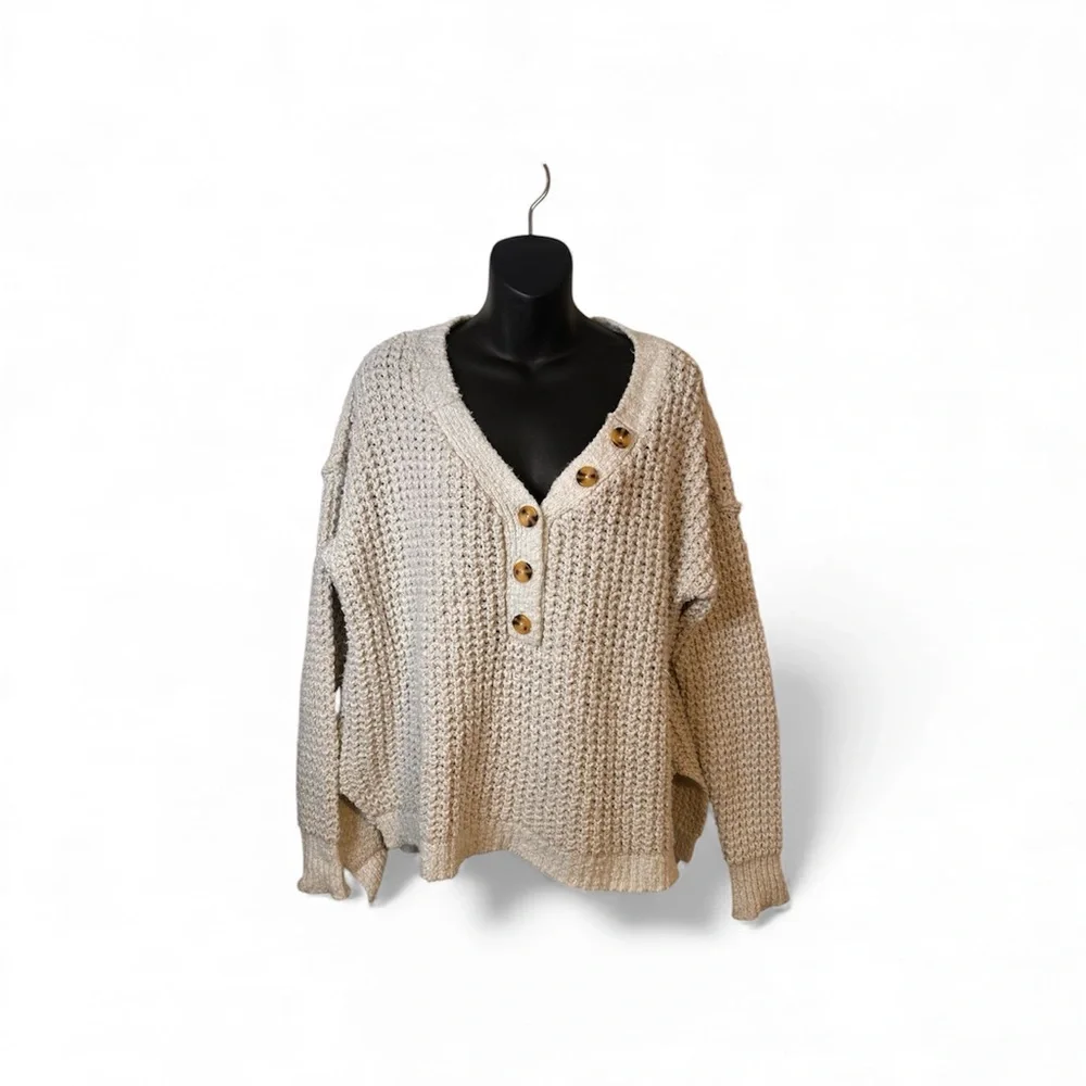 Free people oversized pullover knit sweater - Picture 2 of 9